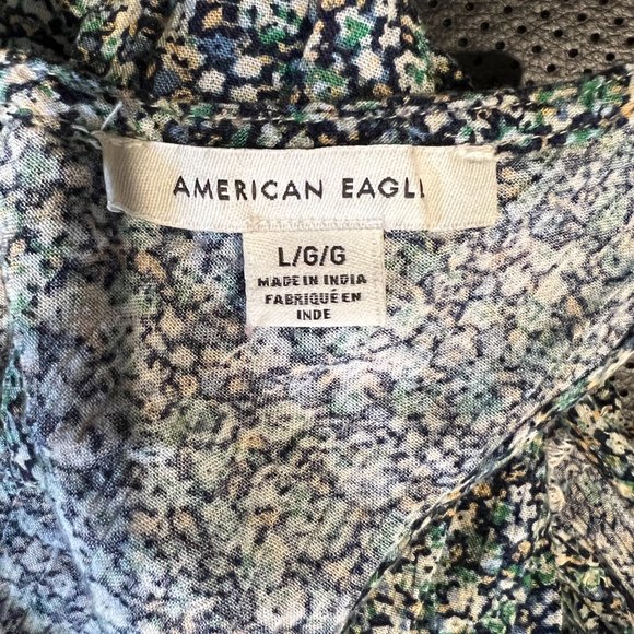 AMERICAN EAGLE Blue Floral Button Down Maxi Sleeveless Dress (L) - Picture 11 of 15
